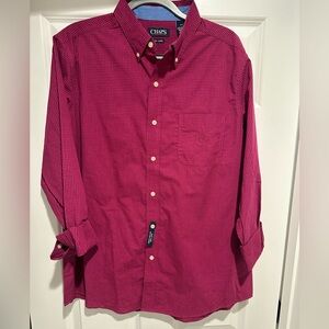 Chaps Button Down Shirt Mens Large Fuchsia Long Sleeve New $55